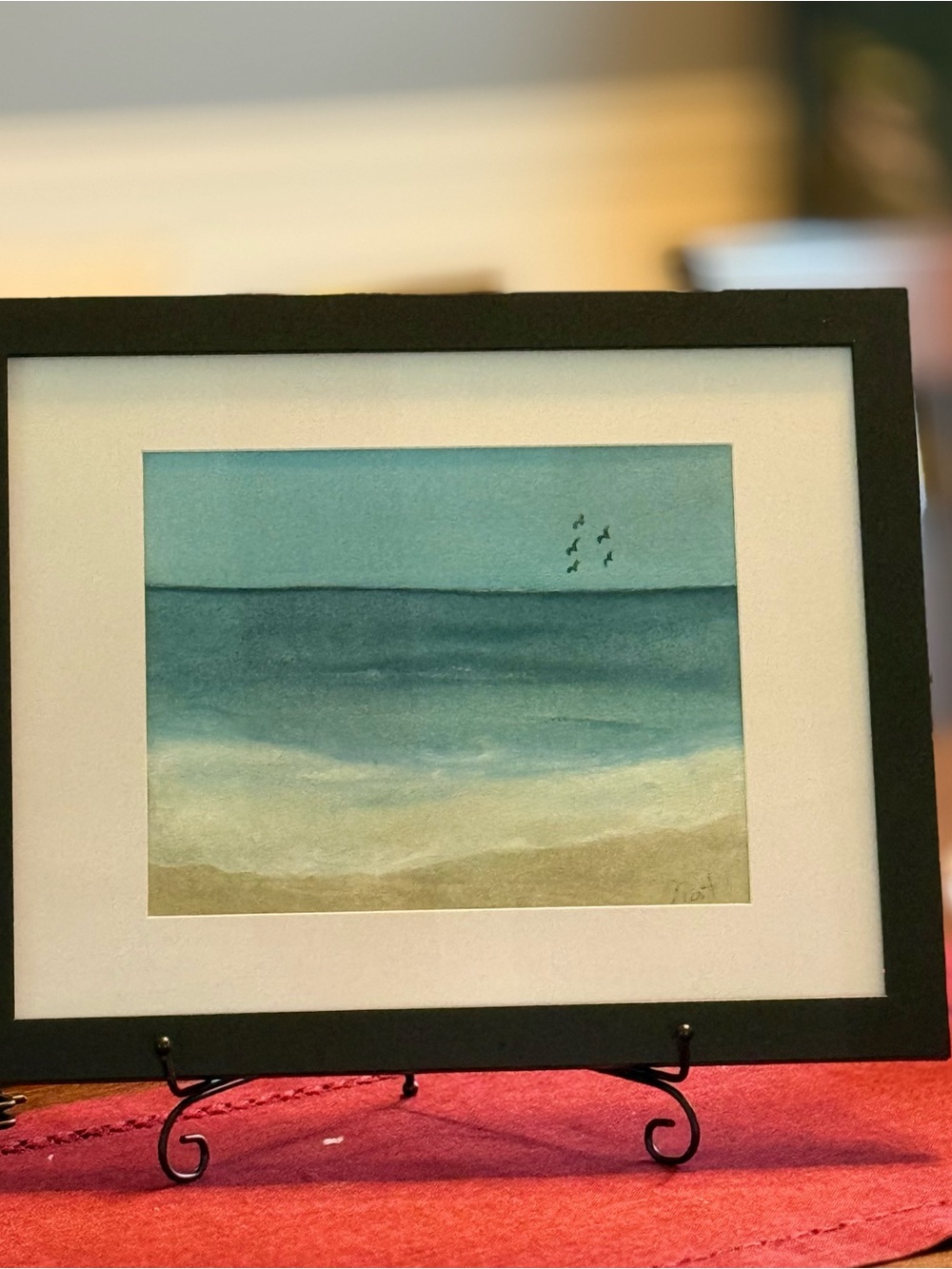 Coastal Teal Watercolor Seascape Wall Art